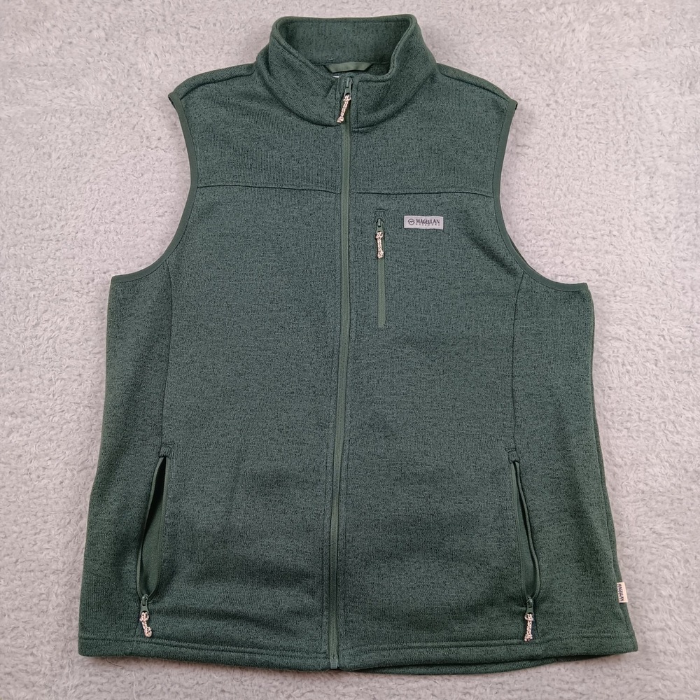 Magellan Outdoors Vest Sweater Fleece Men 2XL Green Full Zip ClassicFit RN098223